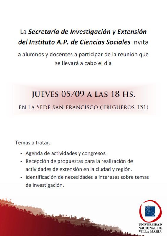 Jornada de la Secretaría de Investigación y Extensión del IAP Ciencias Sociales