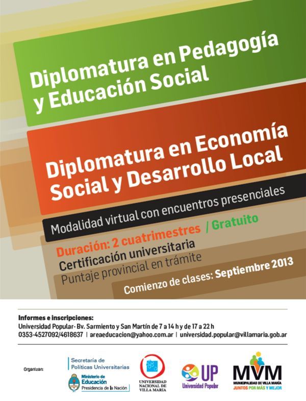 Diplomaturas en Economía Social y Pedagogía y Educación Social.