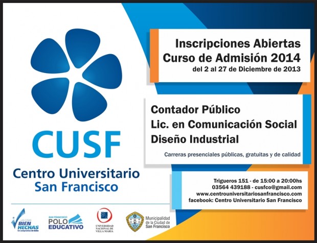 Inicio de Inscripciones Curso de Admisión Febrero 2014 - CUSF UNVM