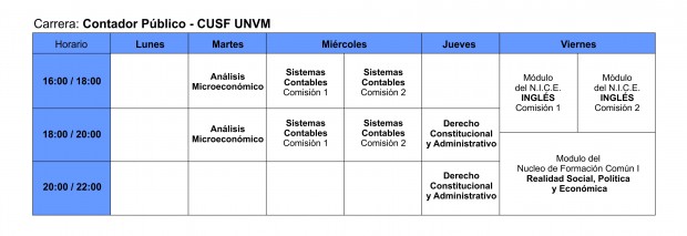 Modificación Horarios Segundo Cuatrimestre 2013 -  Contador Público